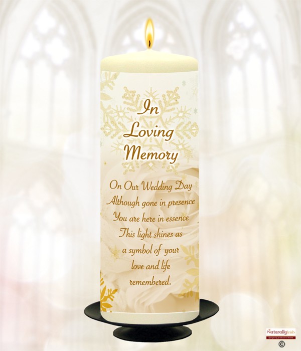 Snowflakes & Rose Gold Wedding Remembrance Candle