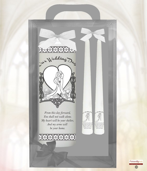 Celtic Silhouette Silver Wedding Candles