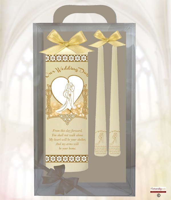 Celtic Silhouette Gold Wedding Candles