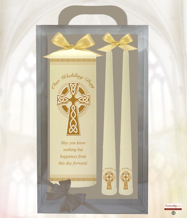 Infinity Cross Gold Wedding Candles