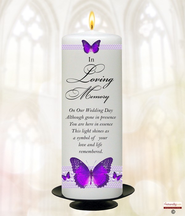 Butterflies & Purple Purple Wedding Remembrance Candle
