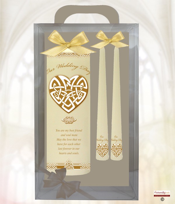 Infinity Heart Gold Wedding Candles