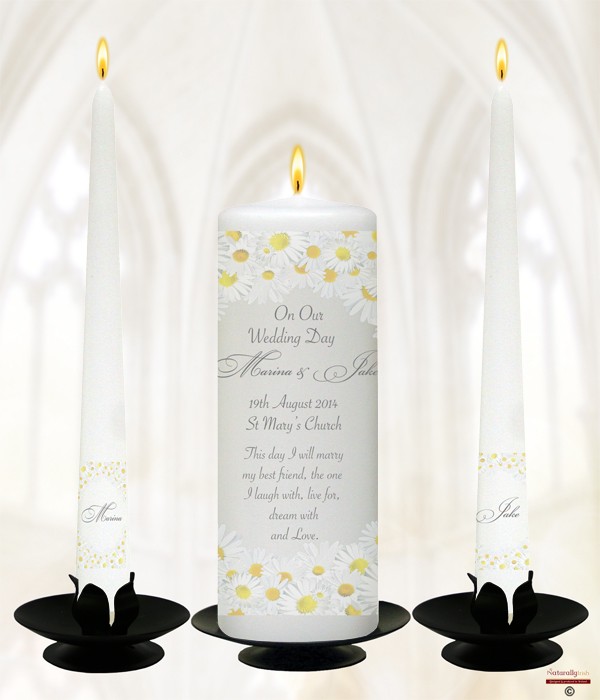 Dasies Silver Wedding Candles