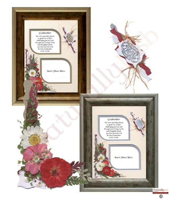Thank You Godmother, Cross & Flowers Verse & Photo Forever Frame