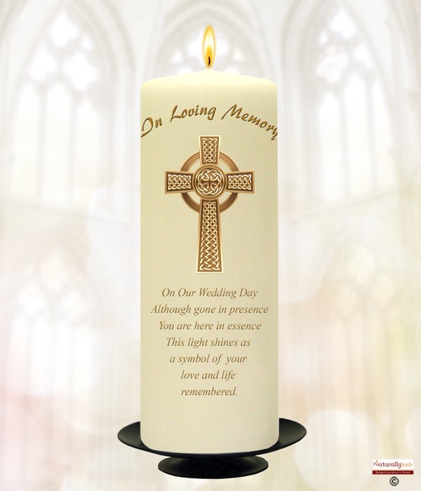 Celtic Cross Gold & Rings Wedding Remembrance Candle