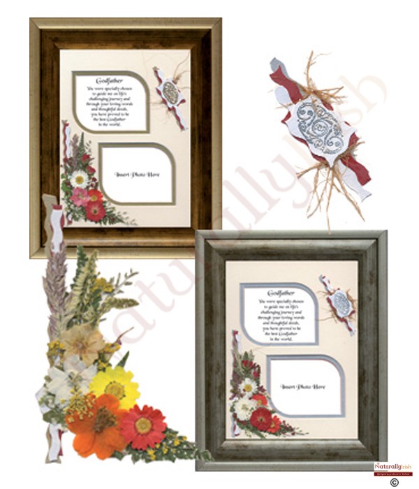Thank You Godfather, Cross & Flowers Verse & Photo Forever Frame