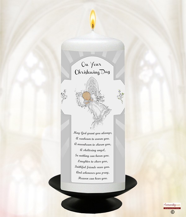 Naturally Irish Church Window Silver 6inch Christening Candle CH6