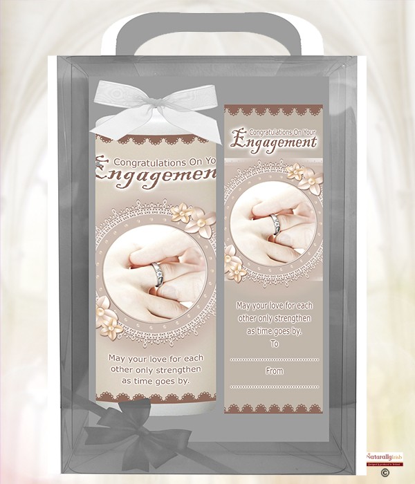 Engagement Ring and Crem Flower 6inch White Candle