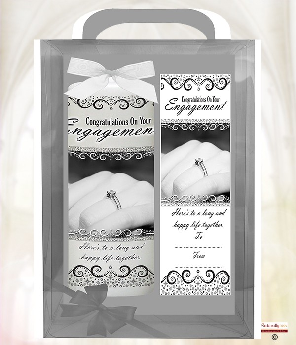 Engagement Diamond Ring and Waves 6inch White Candle