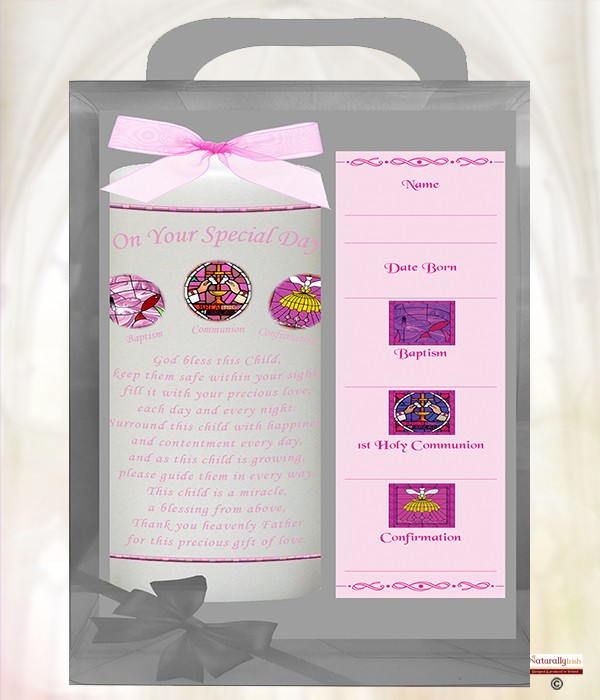 BCC Oval Pink 6inch Christening Candle