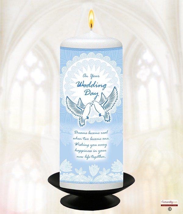 Wedding Love Dove Silhouette 6inch White Candle