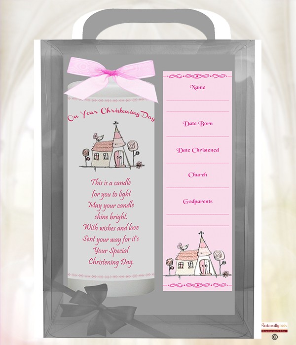 Church Pink 6inch Christening Candle