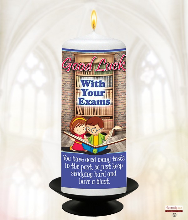 Naturally Irish Good Luck Exams Studying Timed 6inch White Candle