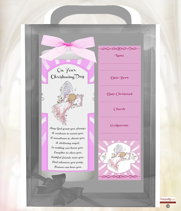 Church Window Pink 6inch Christening Candle