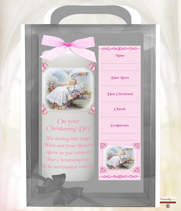Baby Traditional Pink 6inch Christening Candle