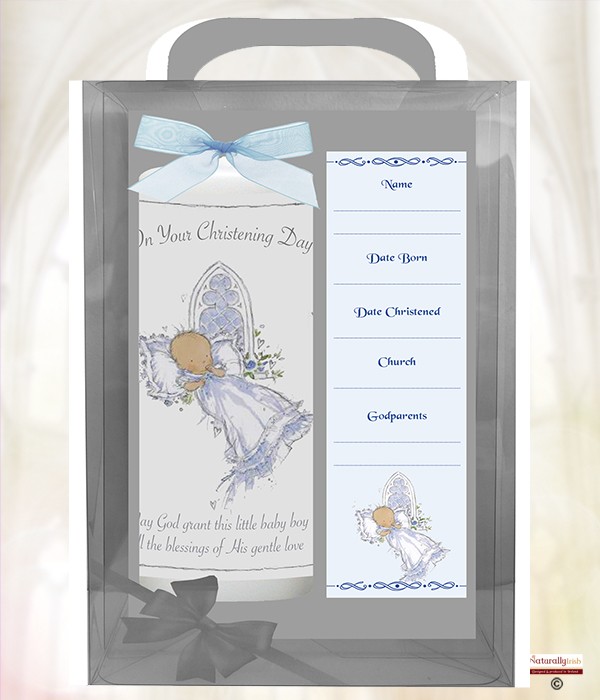 Church Baby Blue 6inch Christening Candle