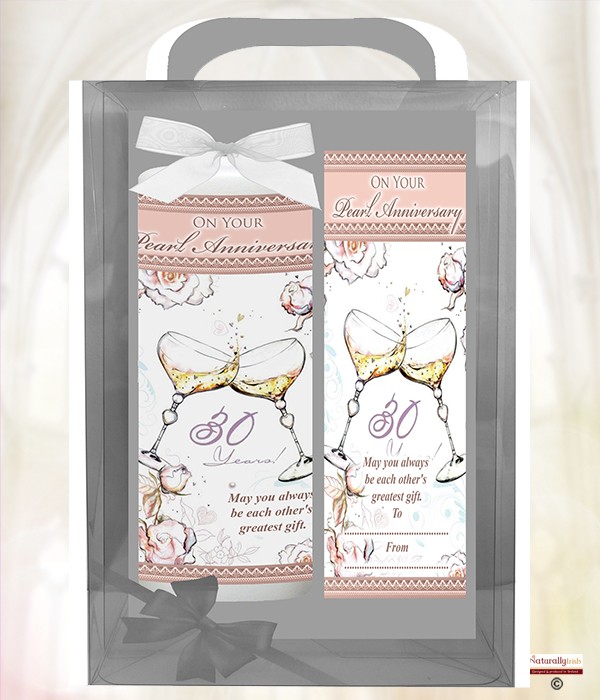 Anniversary Champers - 30th - 6inch White Candle