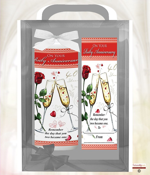 Anniversary Champers - 40th - 6inch White Candle