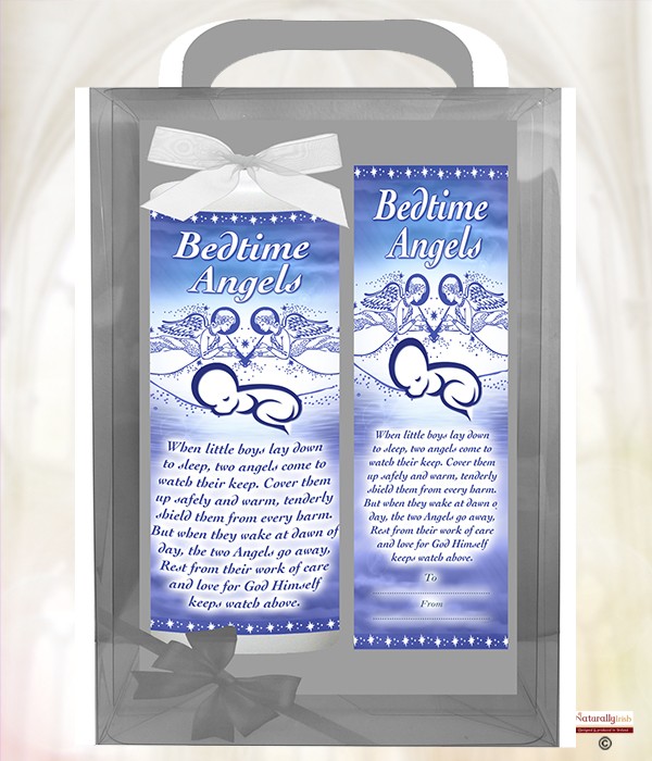 Angel - Bedtime Angel Blue 6inch White Candle