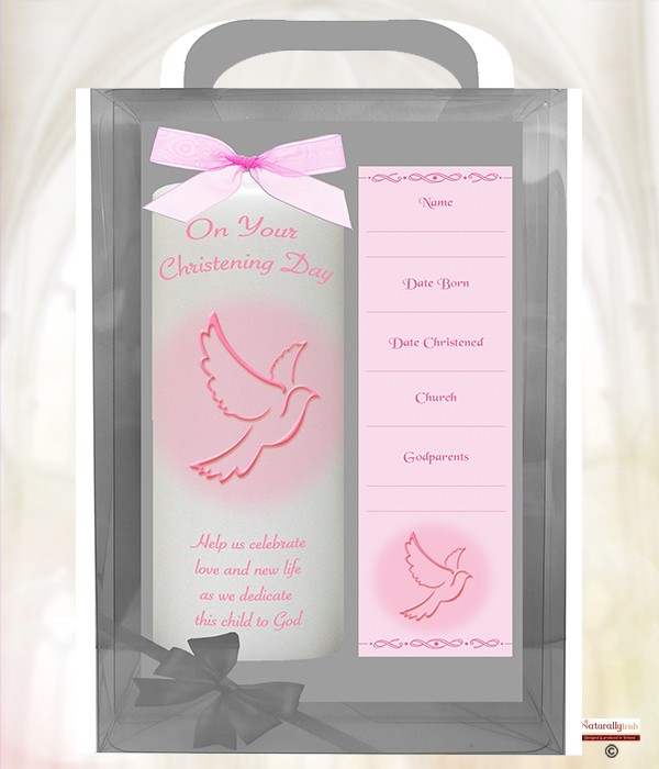 Flying Dove Blue 6inch Christening Candle