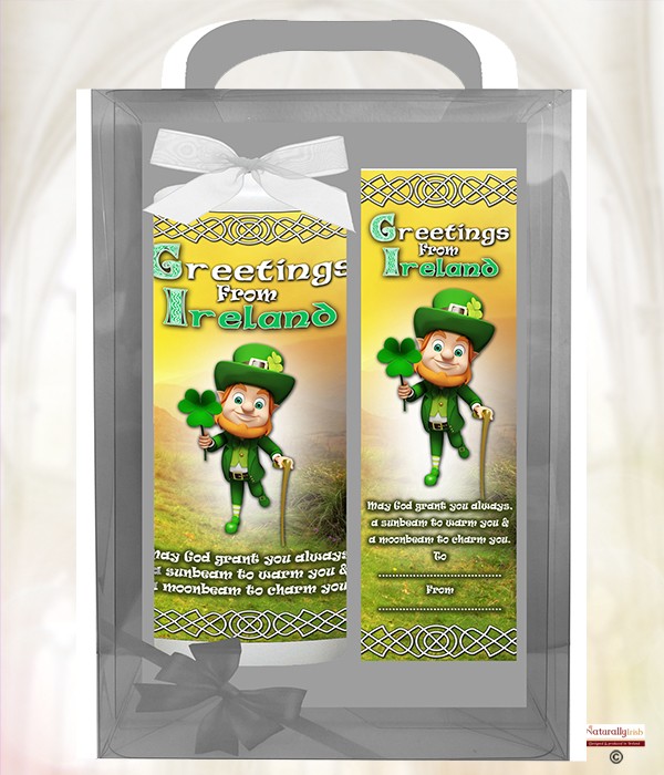 Irish Shamrock - Leprechaun - 6inch White Candle