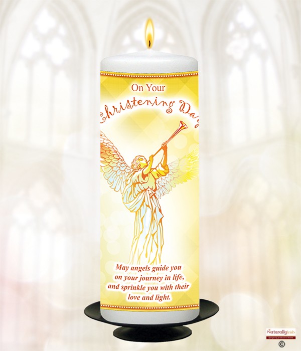 Arch Angel Yellow Christening Candle