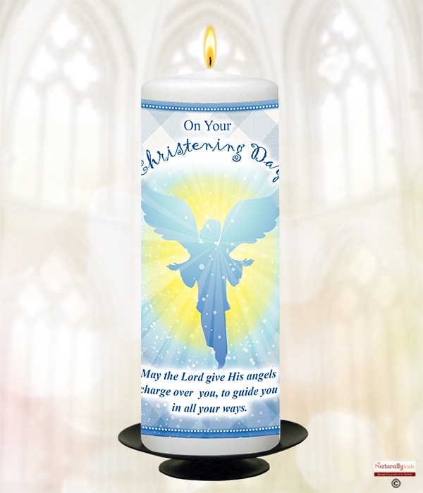 Angel Floating Blue Christening Candle
