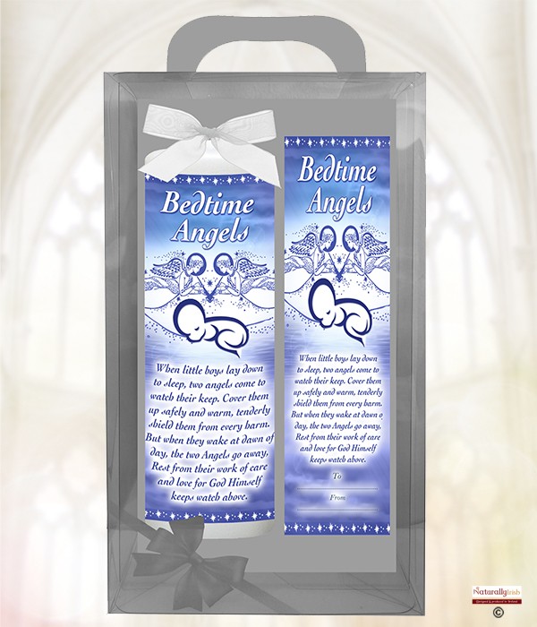 Angel - Bedtime Angel Blue 9inch White Candle