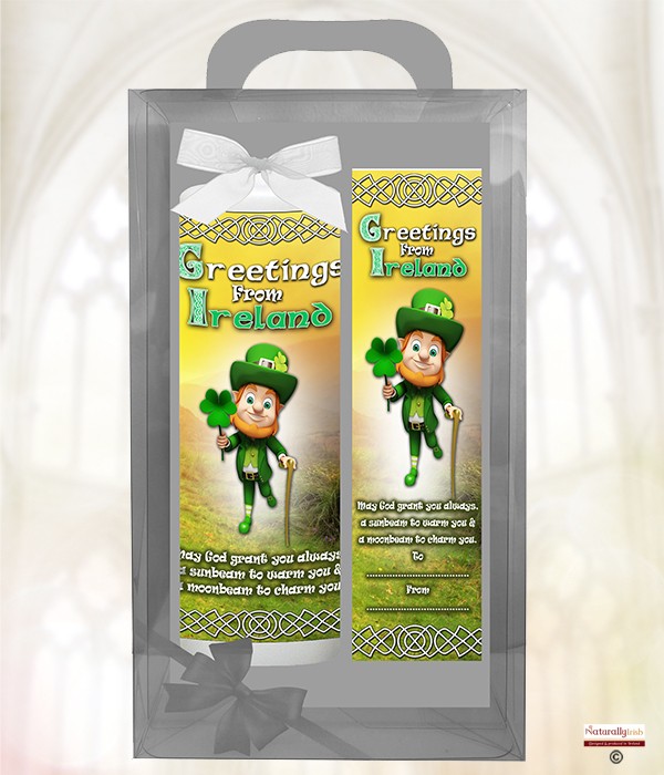 Irish Shamrock - Leprechaun - 9inch White Candle