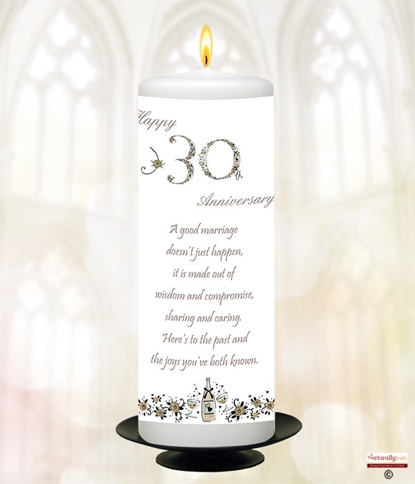Numbers Happy 30th Anniversary 9inch Candle