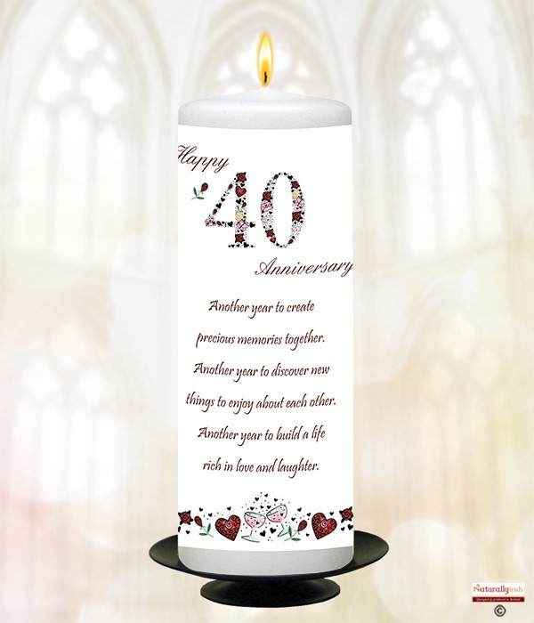 Numbers Happy 40th Anniversary 9inch Candle