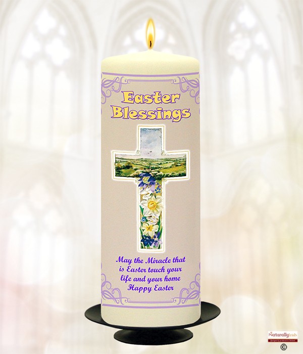 Naturally Irish Easter Blessings Cross Meadow & Flowers 9inch