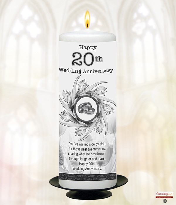 Rings & Tulips 20th Anniversary 9inch Candle