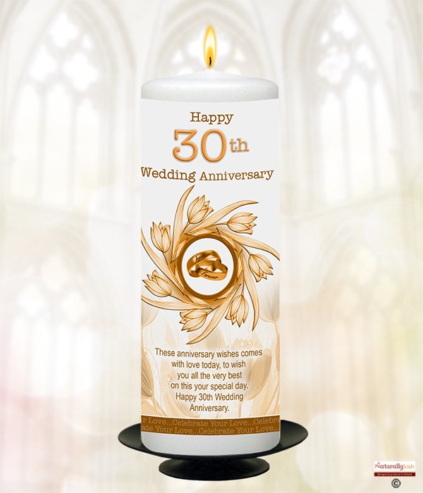 Rings & Tulips 30th Anniversary 9inch Candle
