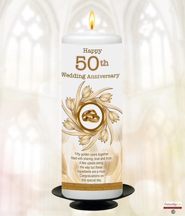 Rings & Tulips 50th Anniversary 9inch Candle