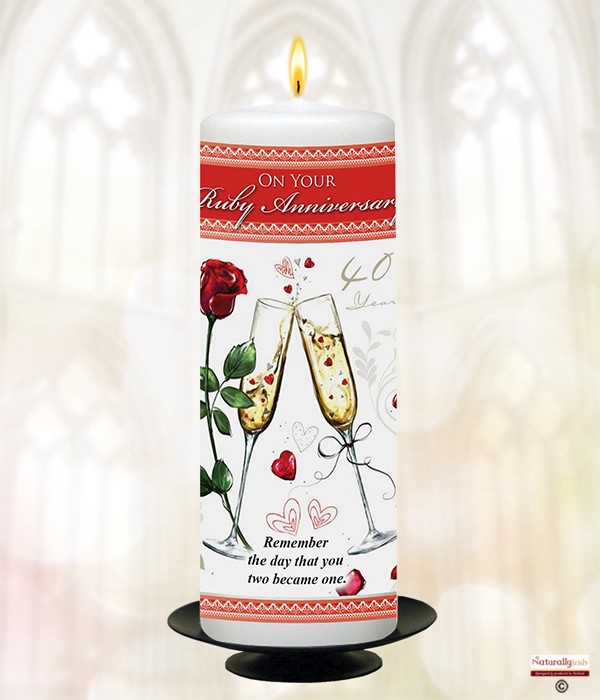 Champers - 40th Anniversary 9inch Candle