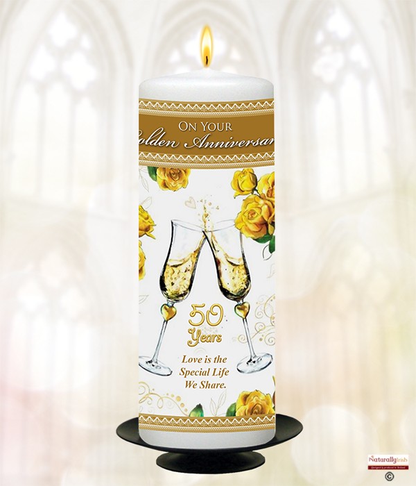 Champers - 50th Anniversary 9inch Candle