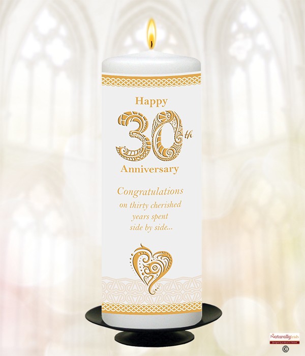 Celtic Numbers Happy 30th Anniversary 9inch Candle