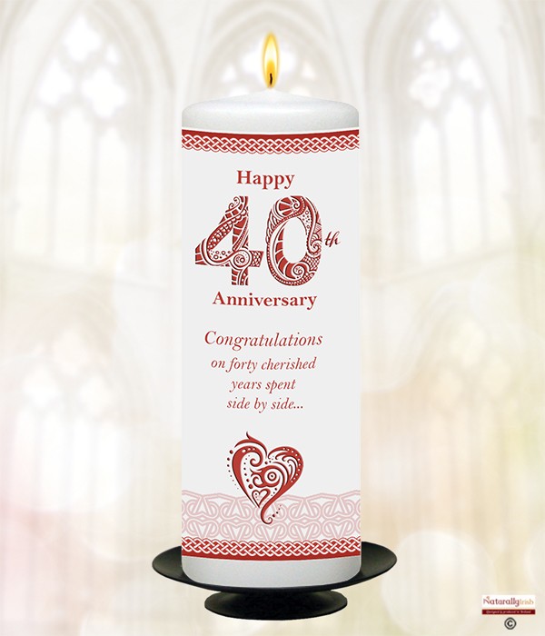 Celtic Numbers Happy 40th Anniversary 9inch Candle
