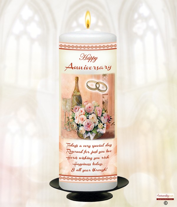 Champagne & Roses Anniversary 9inch Candle