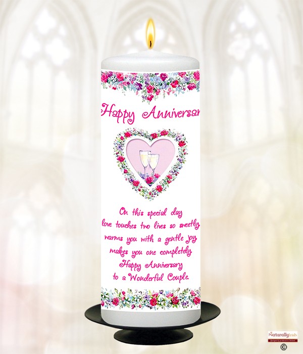 Floral Champers Anniversary 9inch Candle