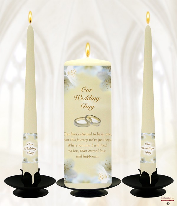 Orchids & Gold Diamond Ring Wedding Candles