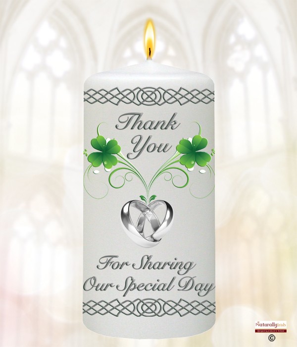 Four Leaf Clover & Silver Rings Favour Candle