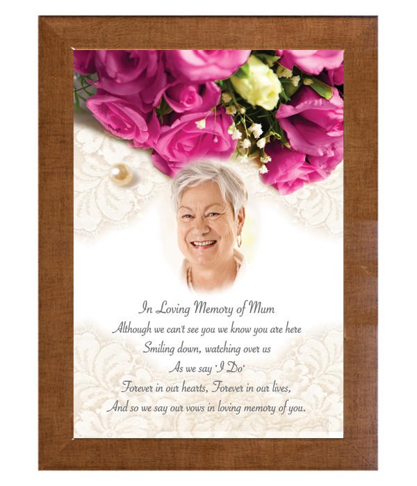 Cerise Roses and Photo Wedding Remembrance Frame
