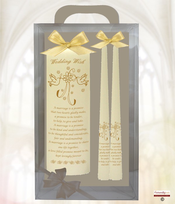 Doves & Ribbons Gold Wedding Candles