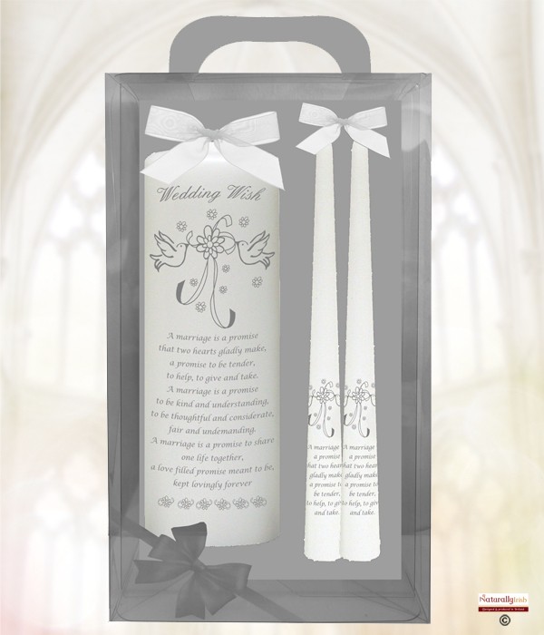 Doves & Ribbons Silver Wedding Candles