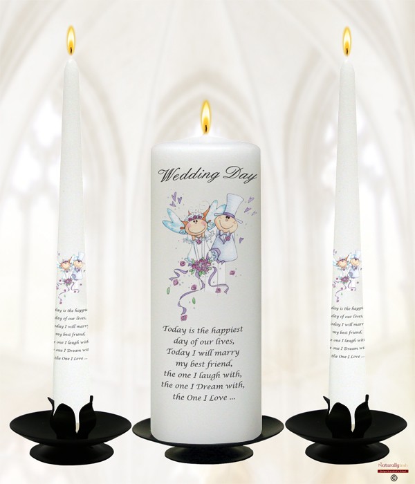 Bride & Groom Silver Wedding Candles