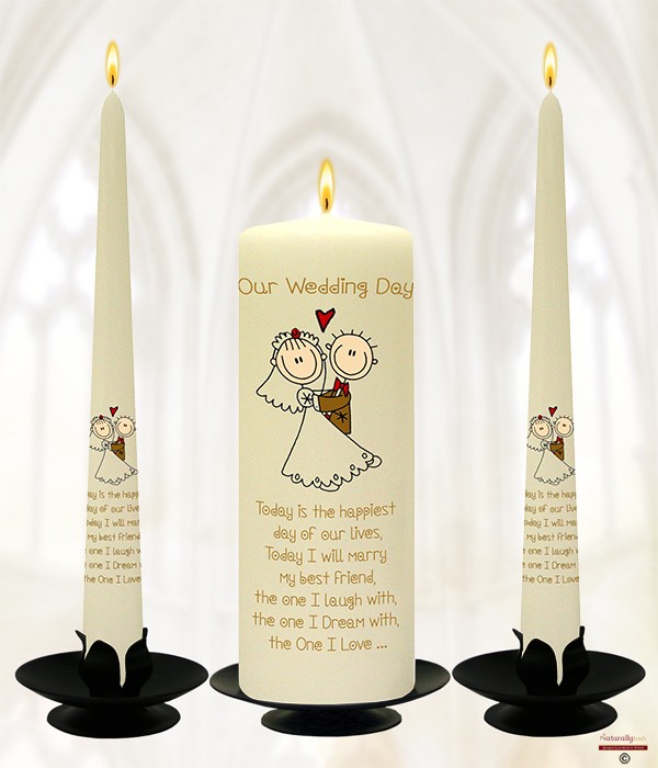 Cartoon Love Gold Wedding Candles