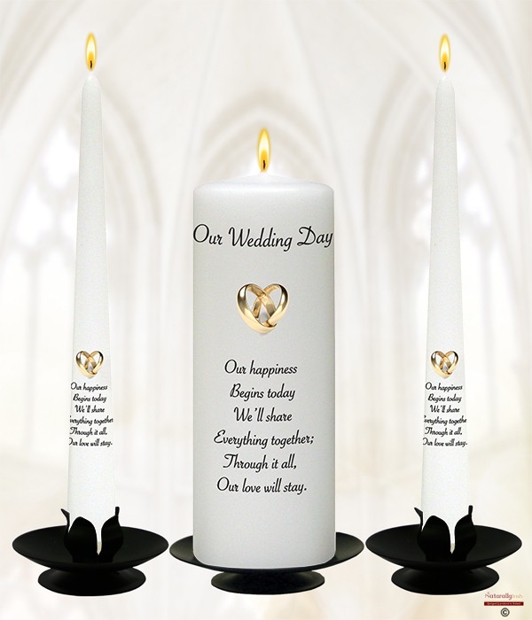Entwined Gold Ring Wedding Candles