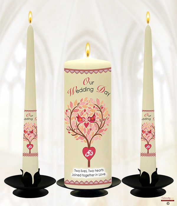 Love Bird, Hearts & Rings Wedding Candles